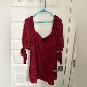 Forever 21 Burgundy Lace Long Sleeve Dress
